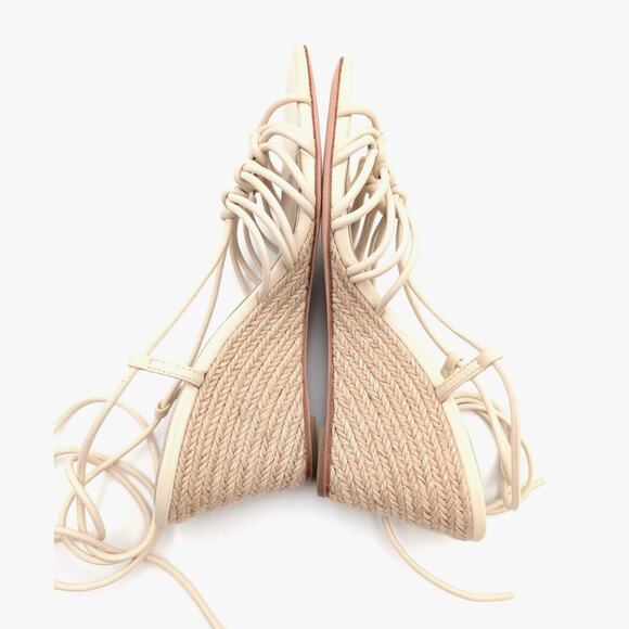 PAIGE Sierra Leather Ring Espadrilles Wedge Sandal Women's Bone Size US6 EU37 - Picture 6 of 8